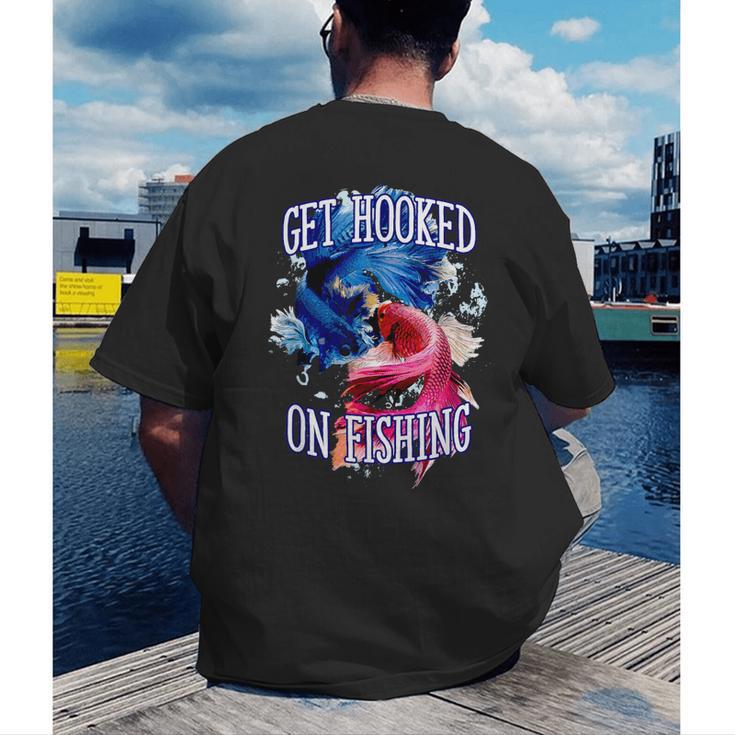 Hooked On Fishing Introvert Sayings Antisocial Quotes Men's Back Print T-Shirt Hooked On Fishing Introvert Sayings Antisocial Quotes Men's Back Print T-Shirt