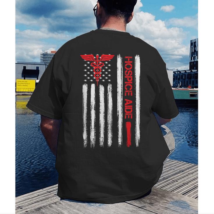 Hospice Aide American Flag Nurses Graduation Medical Men's Back Print T-Shirt