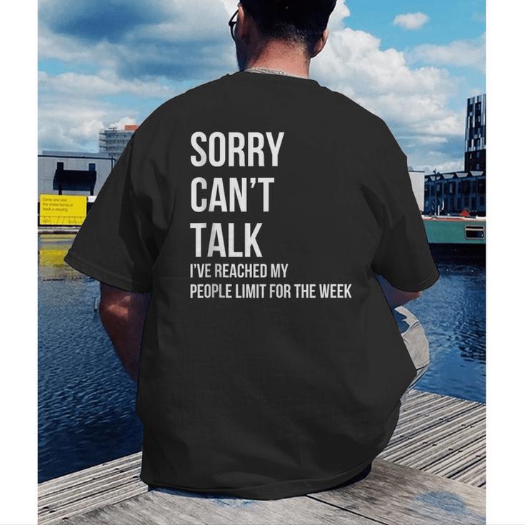 Introvert Can't Talk Reached People Limit For The Week Men's Back Print T-Shirt