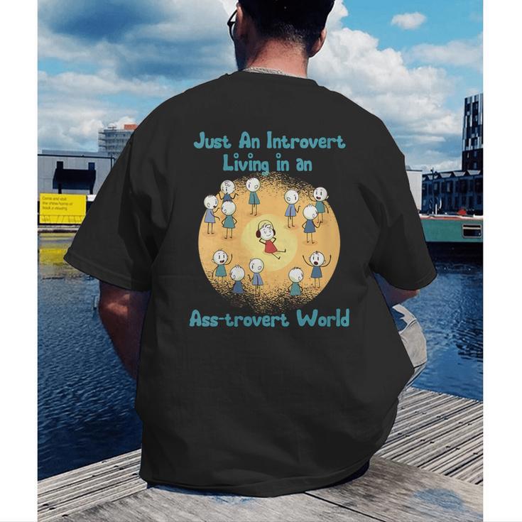 Introvert Extrovert Cartoon In Asstrovert World Men's Back Print T-Shirt Introvert Extrovert Cartoon In Asstrovert World Men's Back Print T-Shirt