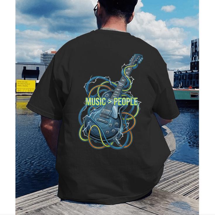 Introvert Music Lover Electric Guitar Rock Men's Back Print T-Shirt