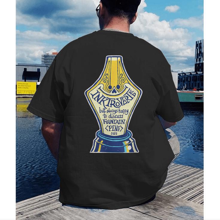 Introverted Fountain Pen Enthusiast Smiling Face Men's Back Print T-Shirt Introverted Fountain Pen Enthusiast Smiling Face Men's Back Print T-Shirt