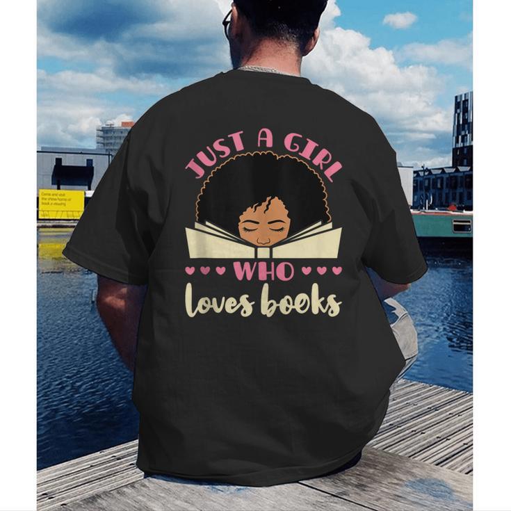 Just a Girl Who Loves Books African American Book Nerd Lover Men's Back Print T-Shirt Just a Girl Who Loves Books African American Book Nerd Lover Men's Back Print T-Shirt