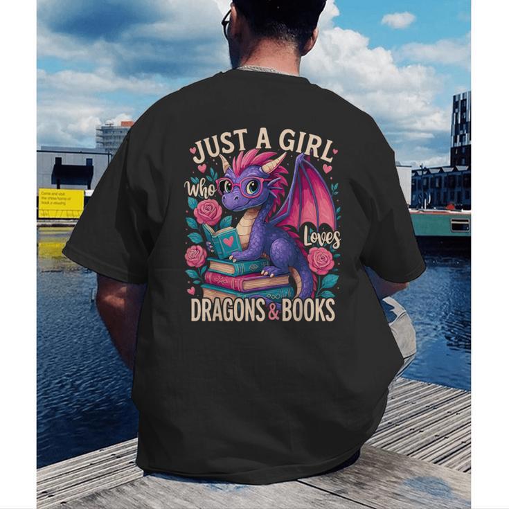 Just a Girl Who Loves Dragons And Books Dragon Men's Back Print T-Shirt Just a Girl Who Loves Dragons And Books Dragon Men's Back Print T-Shirt
