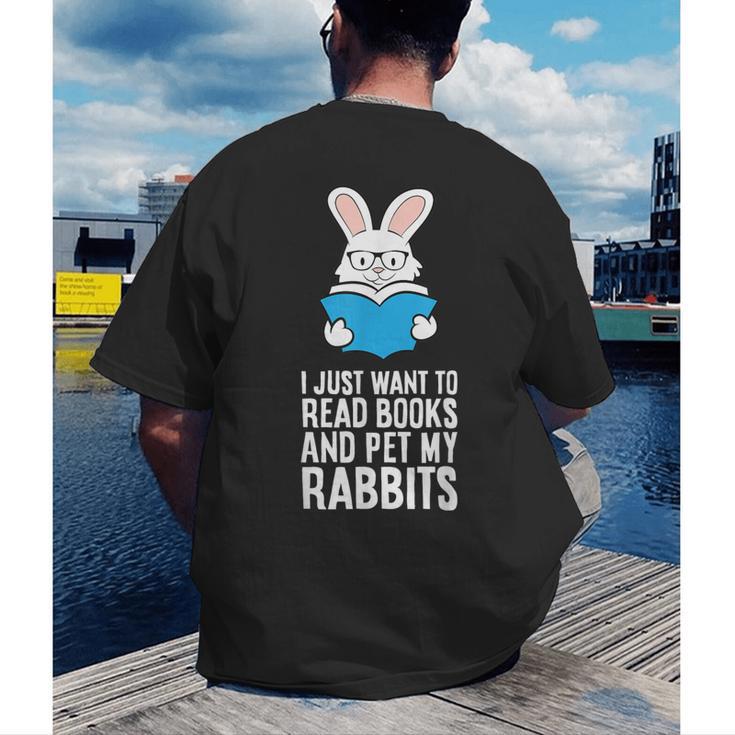 I Just Want To Read Books And Pet My Rabbit Men's Back Print T-Shirt