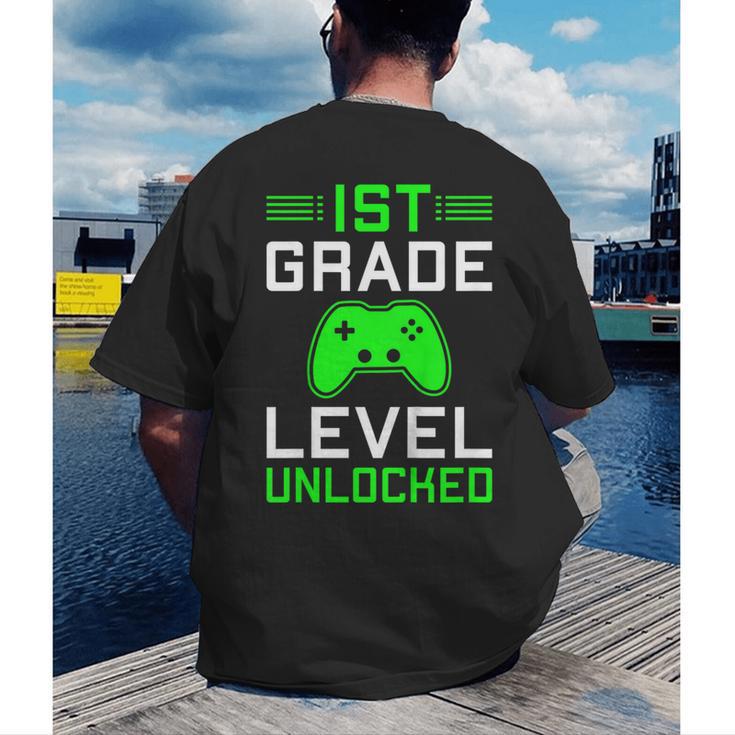 Kids 1st Grade Level Unlocked Back To School Gamer Graduation Men's Back Print T-Shirt
