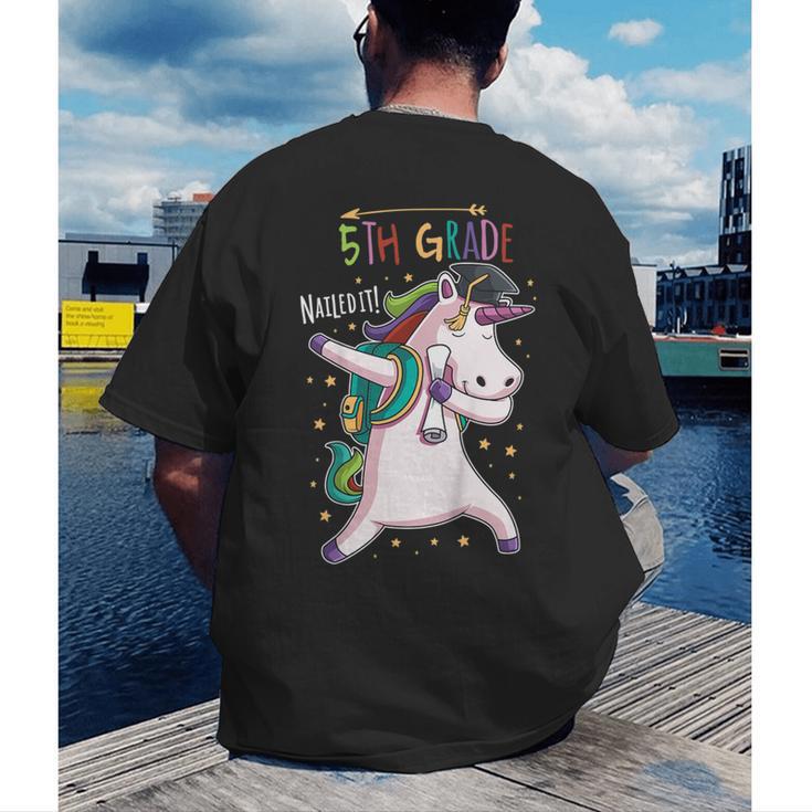 Kids Dabbing Unicorn Graduation 5th Grade Class Of 2019 Men's Back Print T-Shirt