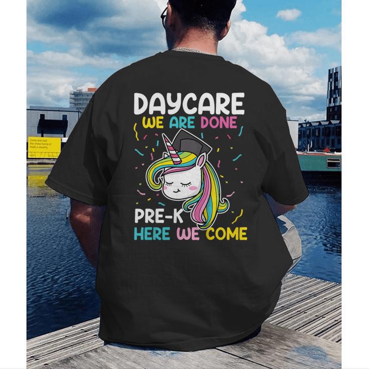 Kids Daycare Graduation Unicorn Last Day Of School Kids Men's Back Print T-Shirt