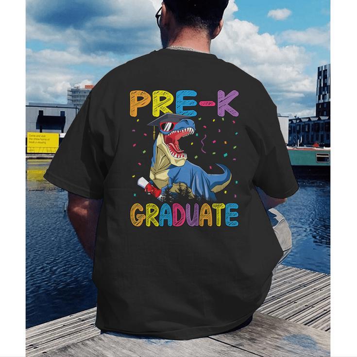 Kids Pre-K Graduate Dinosaur T-Rex Pre Kindergarten Graduation Men's Back Print T-Shirt