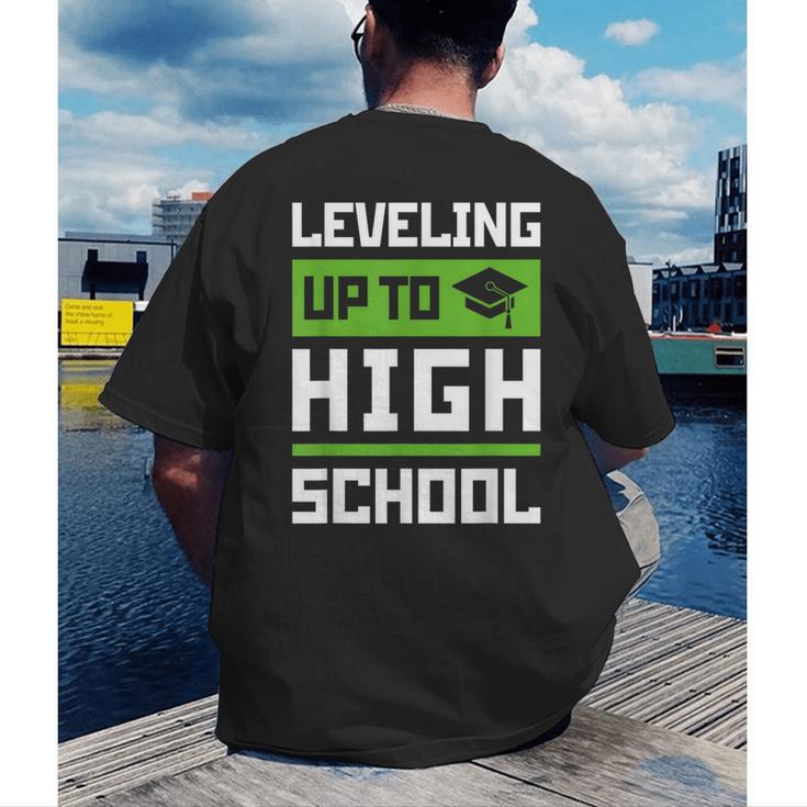 Leveling Up To High School Tee Shirt Gaming Graduation Men's Back Print T-Shirt