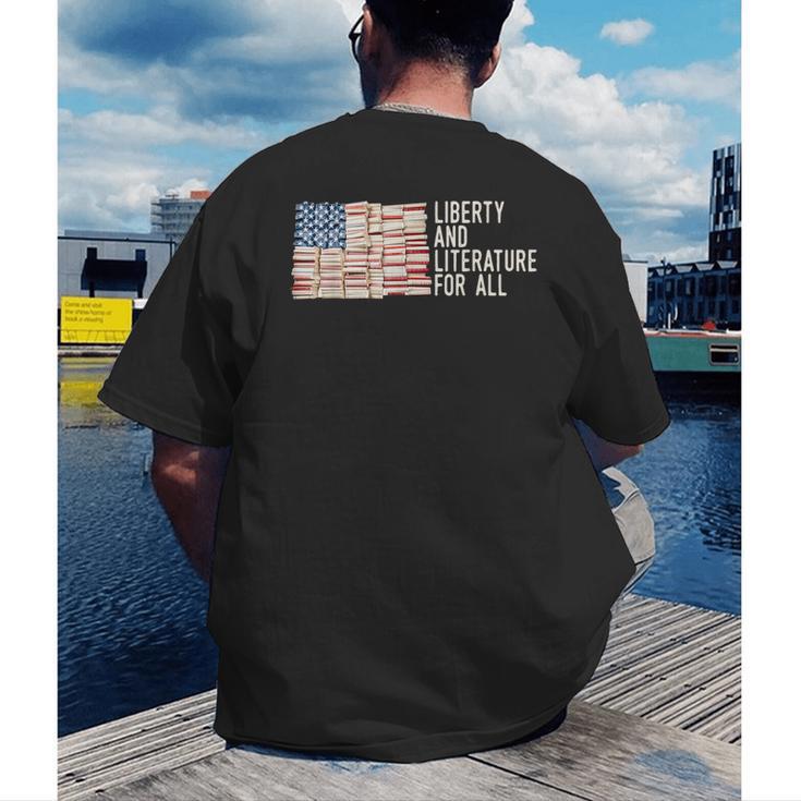 Liberty And Literature For All Reading USA Book Lover Men's Back Print T-Shirt Liberty And Literature For All Reading USA Book Lover Men's Back Print T-Shirt
