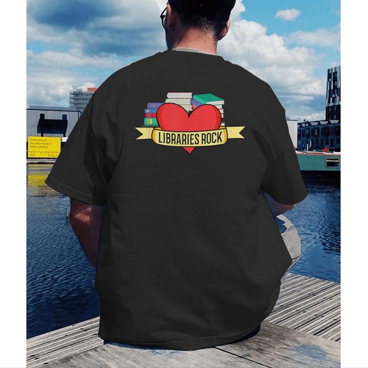 Librarian Library Assistant Libraries Rock Book Lover Men's Back Print T-Shirt