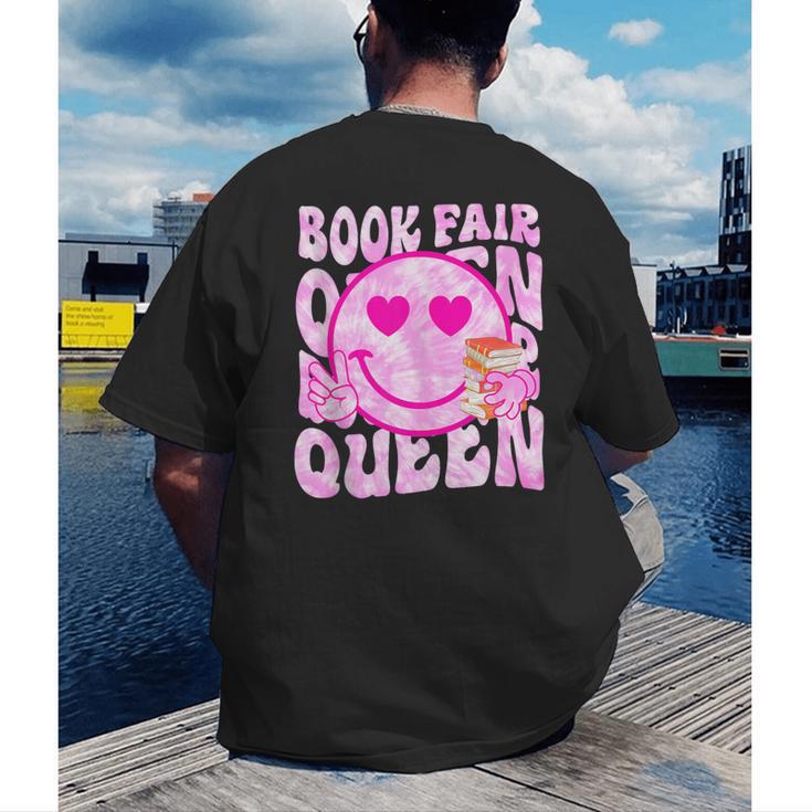 Library Book Fair Queen Vibe Groovy Tie Dye School Reading Men's Back Print T-Shirt
