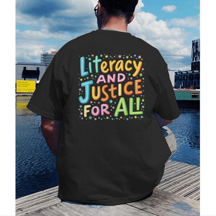 Literacy And Justice For All Protect Banned Books Library Men's Back Print T-Shirt