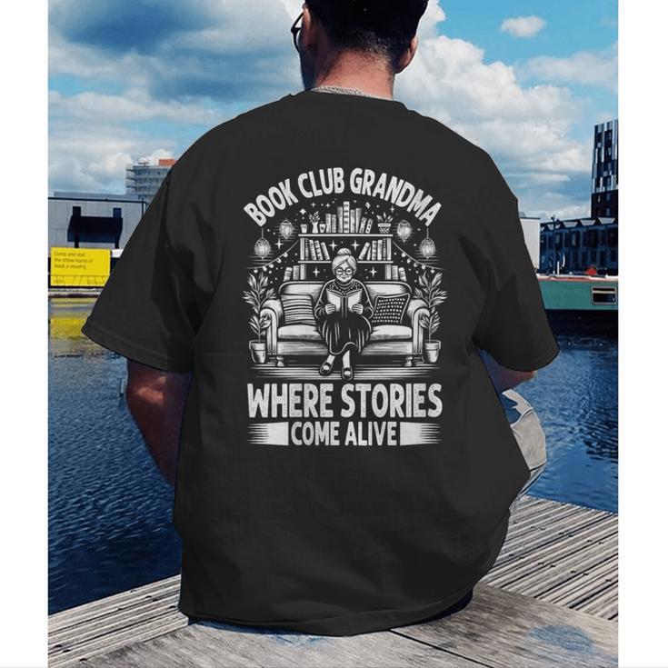Literary Grandma Reading Club Book Lover Story Enthusiast Men's Back Print T-Shirt