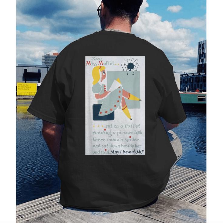 Little Miss Muffet Reading a Picture Book Men's Back Print T-Shirt