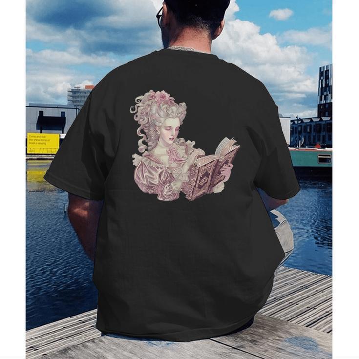 Marie Antoinette Reading A Book Men's Back Print T-Shirt Marie Antoinette Reading A Book Men's Back Print T-Shirt