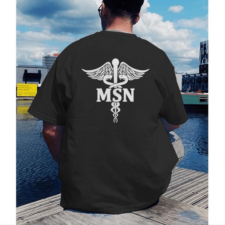 MSN Letters On Caduceus Medical Emblem MSN Nurse Graduation Men's Back Print T-Shirt