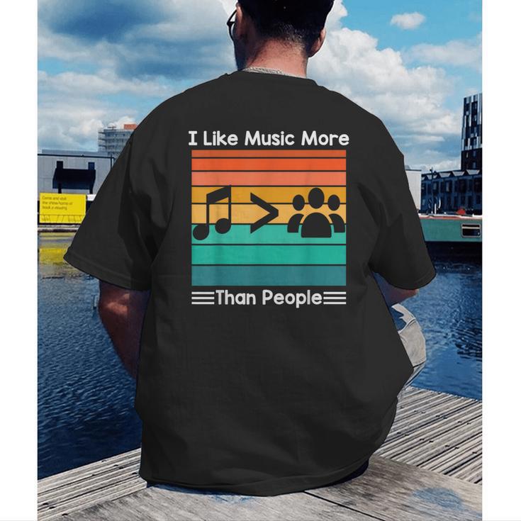 I Like Music More Than People Introvert Saying Quote Men's Back Print T-Shirt I Like Music More Than People Introvert Saying Quote Men's Back Print T-Shirt