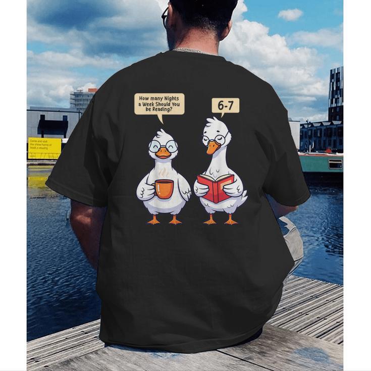 How Many Nights Reading Goose Book Lover Reader Men's Back Print T-Shirt