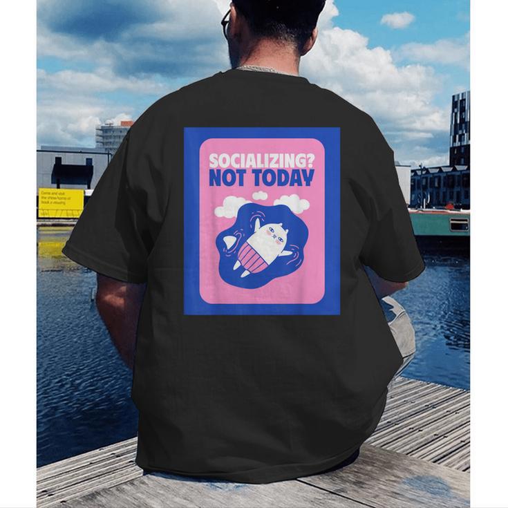 Not Today Cool Fun Cute Introvert Cat Character Men's Back Print T-Shirt Not Today Cool Fun Cute Introvert Cat Character Men's Back Print T-Shirt