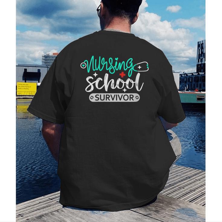 Nursing School Survivor RN Grad Nurse Graduation Student Men's Back Print T-Shirt