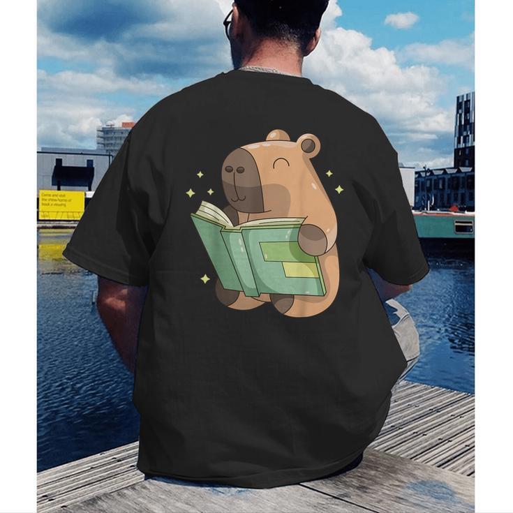 Pet Capybara Is Reading Library Capy Word Book Day Teacher Men Women Kids Men's Back Print T-Shirt