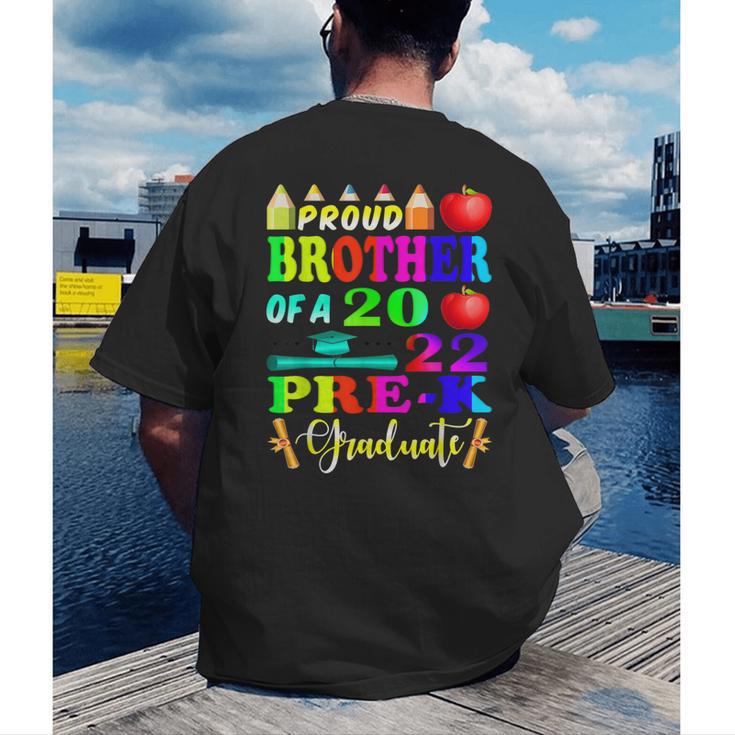 Proud Brother Of 2022 Pre K Graduate Graduation Men's Back Print T-Shirt