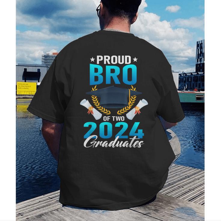 Proud Brother Of Two 2024 Graduates Twin Family Graduation Men's Back Print T-Shirt
