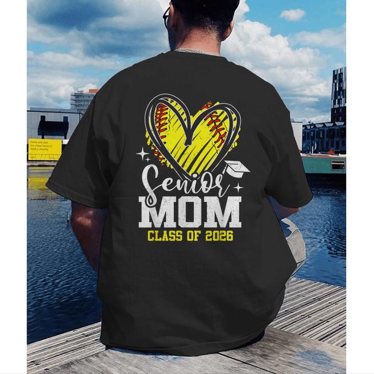 Proud Senior Mom Class Of 2026 Softball Graduation Heart Men's Back Print T-Shirt