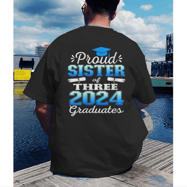 Proud Sister Of Three 2024 Graduate 23 Class Graduation Men's Back Print T-Shirt