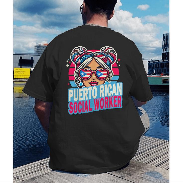 Puerto Rican Latina Social Worker MSW Masters Graduation Men's Back Print T-Shirt