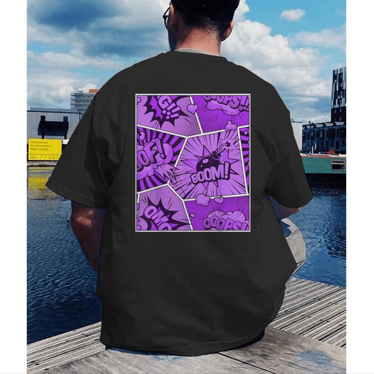 Purple Comic Book Purple Color Graphic Men's Back Print T-Shirt Purple Comic Book Purple Color Graphic Men's Back Print T-Shirt