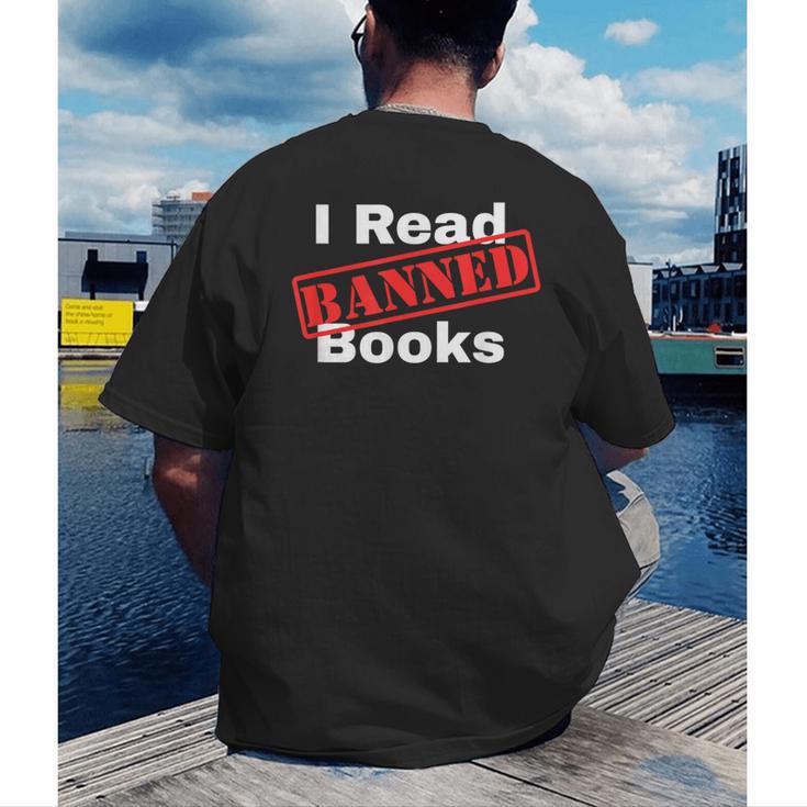 I Read Banned Books Censored Red Stamp Reading Librarian Men's Back Print T-Shirt
