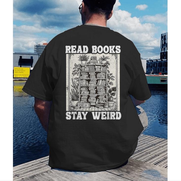 Read Books Stay Weird Introvert Book Lover Book Men's Back Print T-Shirt Read Books Stay Weird Introvert Book Lover Book Men's Back Print T-Shirt