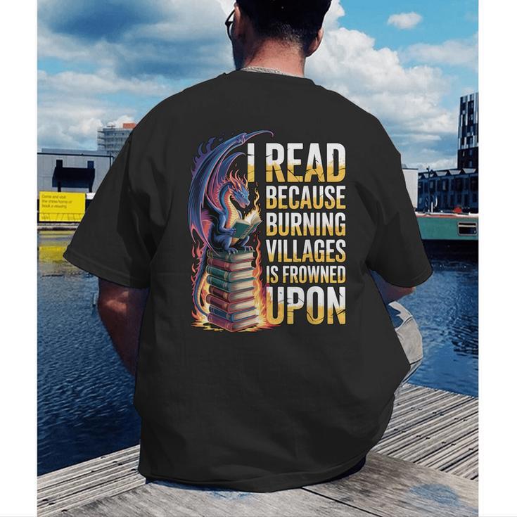 Reading Bookish Dragon Fantasy Men's Back Print T-Shirt