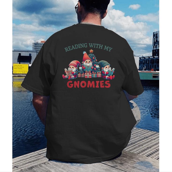Reading With My Gnomies Reading Book Christmas Men's Back Print T-Shirt Reading With My Gnomies Reading Book Christmas Men's Back Print T-Shirt