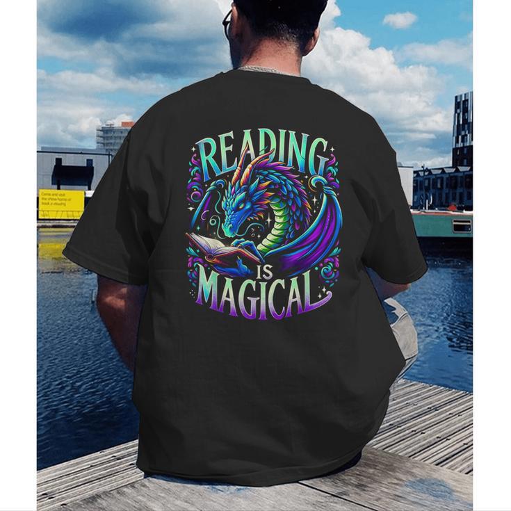 Reading Is Magical Dragon Tee Perfect For Book Lovers Kids Men's Back Print T-Shirt
