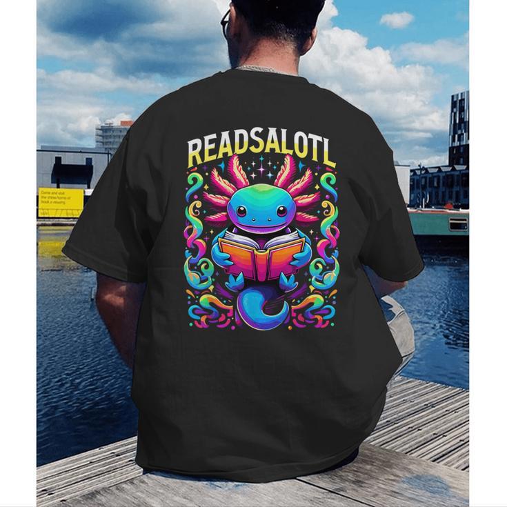Readsalotl Axolotl Book Lovers Axolotls Men's Back Print T-Shirt Readsalotl Axolotl Book Lovers Axolotls Men's Back Print T-Shirt