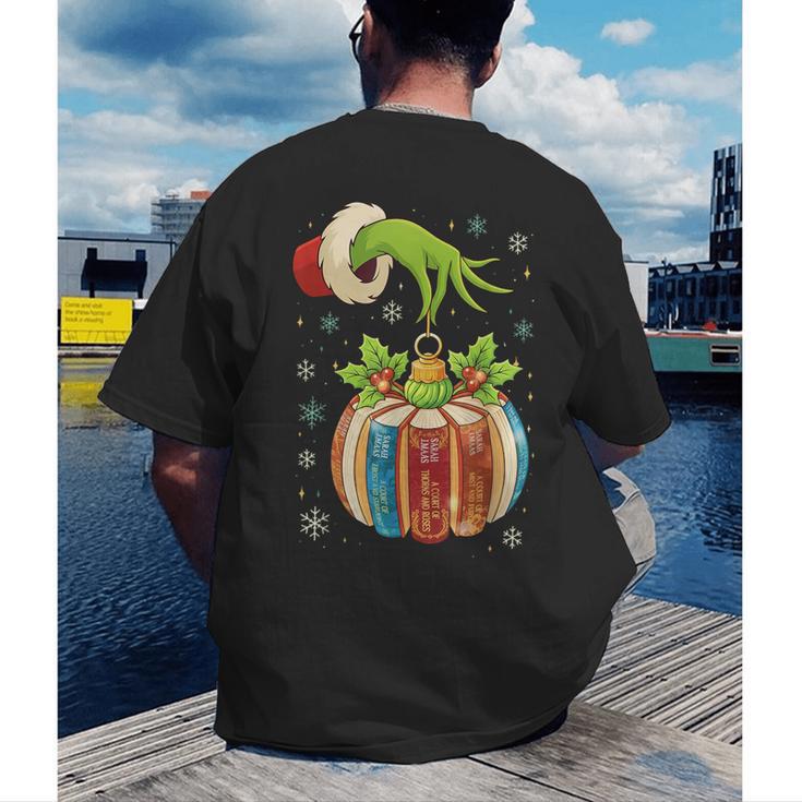 Retro Christmas Ornament Book Christmas Teacher Librarian Men's Back Print T-Shirt Retro Christmas Ornament Book Christmas Teacher Librarian Men's Back Print T-Shirt