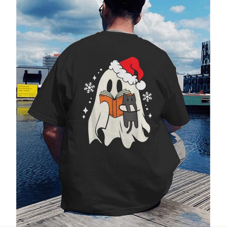 Retro Ghost Reading Book With Cat Bookish Club Christmas Men Women Kids Men's Back Print T-Shirt