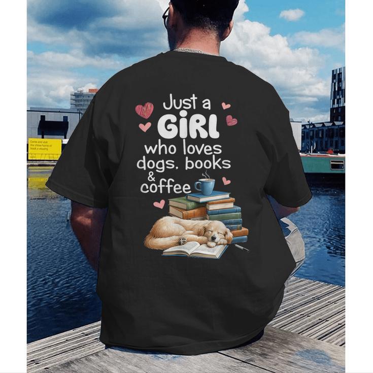 Retro Just A Girl Who Love Dogs Books And Coffee Bookworm Men's Back Print T-Shirt