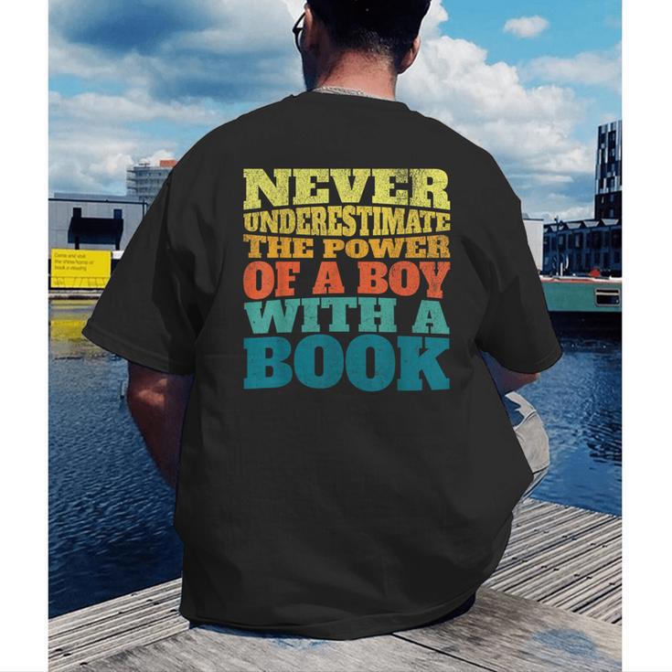 Retro Never Underestimate The Power Of a Boy With a Book Men's Back Print T-Shirt