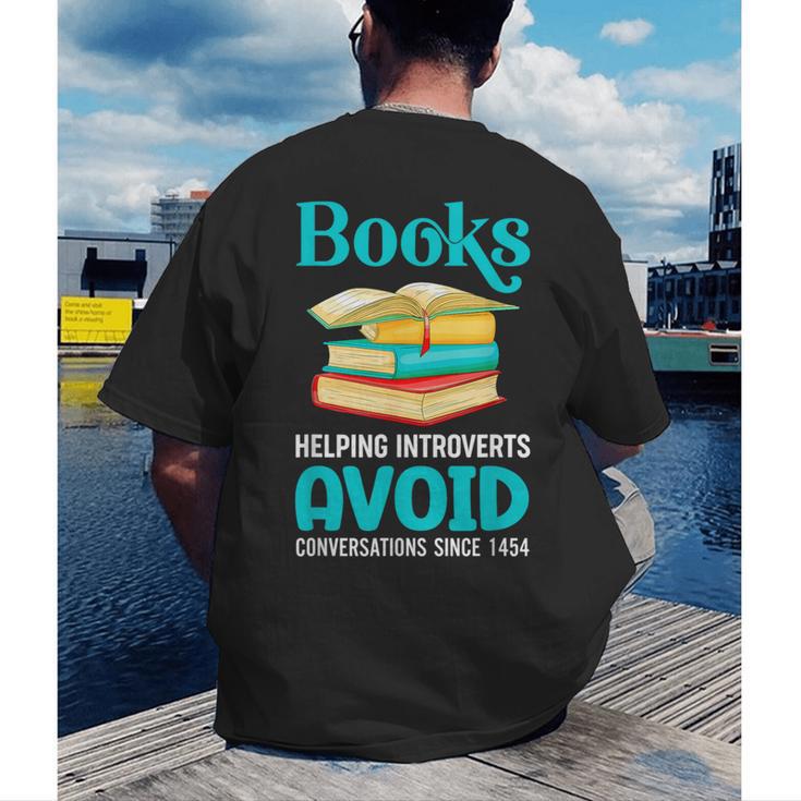 Sarcastic Books Anti Social Introvert Book Conversation Men's Back Print T-Shirt Sarcastic Books Anti Social Introvert Book Conversation Men's Back Print T-Shirt