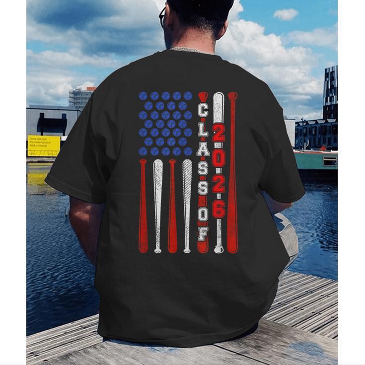 Senior 2026 Baseball American Flag Class Of 2026 Graduation Men's Back Print T-Shirt