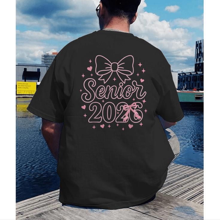 Senior 2026 Class Of 2026 Coquette Pink Bow Graduation Men's Back Print T-Shirt