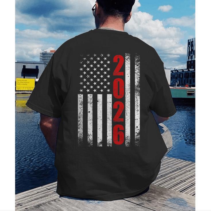 Senior Class Of 2026 Patriotic American USA Flag Graduation Men's Back Print T-Shirt