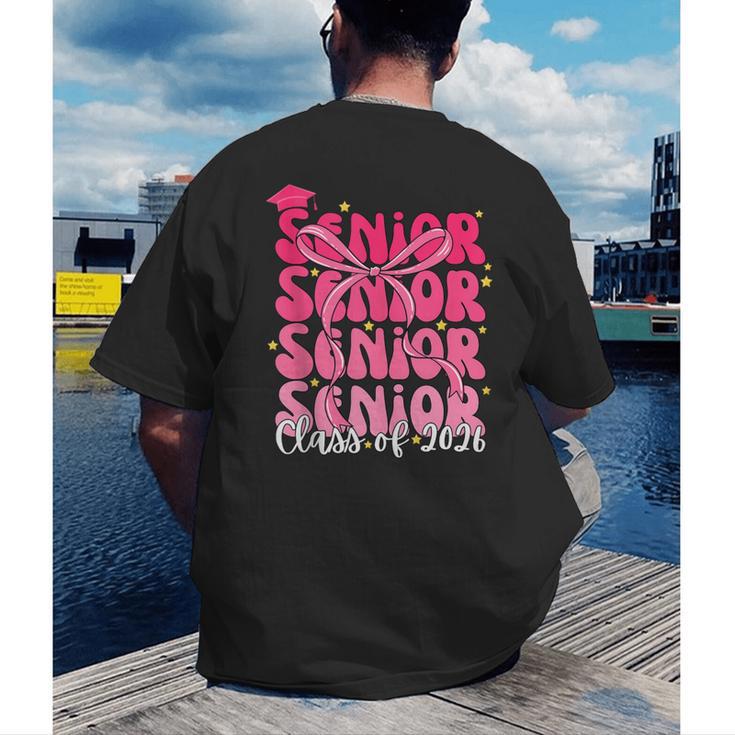 Senior Class Of 2026 Pink Coquette Bow Graduation 2026 Men's Back Print T-Shirt