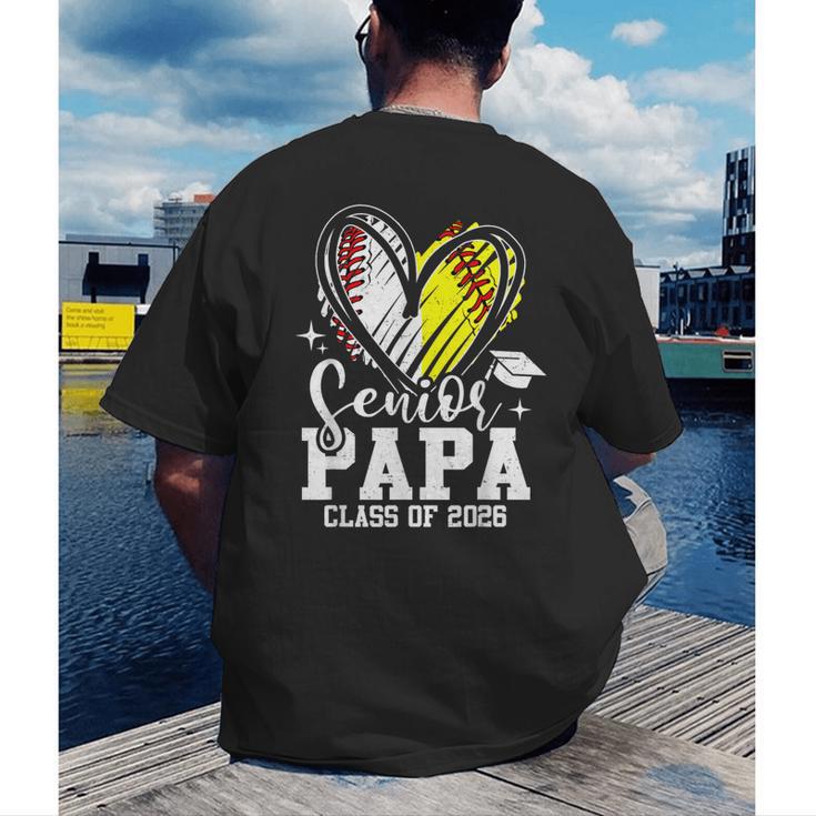 Senior Papa Class Of 2026 Baseball Softball Graduation Heart Men's Back Print T-Shirt