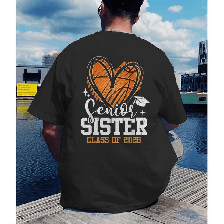 Senior Sister Class Of 2026 Basketball Graduation Heart Men's Back Print T-Shirt